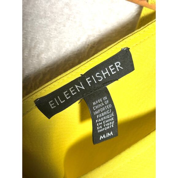 Eileen Fischer Tencel Viscose Crepe V-Neck Short Dress Yellow Size Medium - Picture 4 of 7